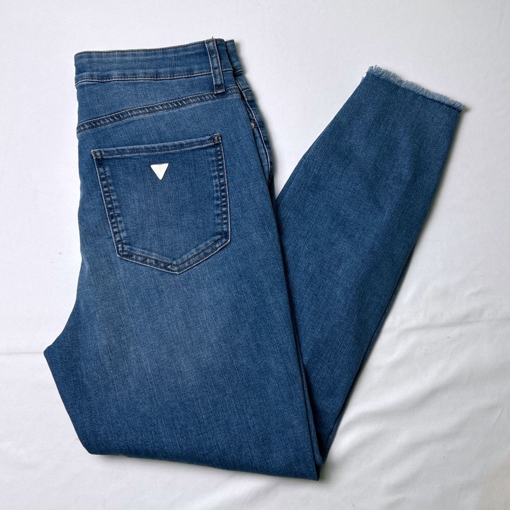 Guess Womens Distressed High Rise Skinny Jeans Size 30/10 Blue Streetwear Edgy